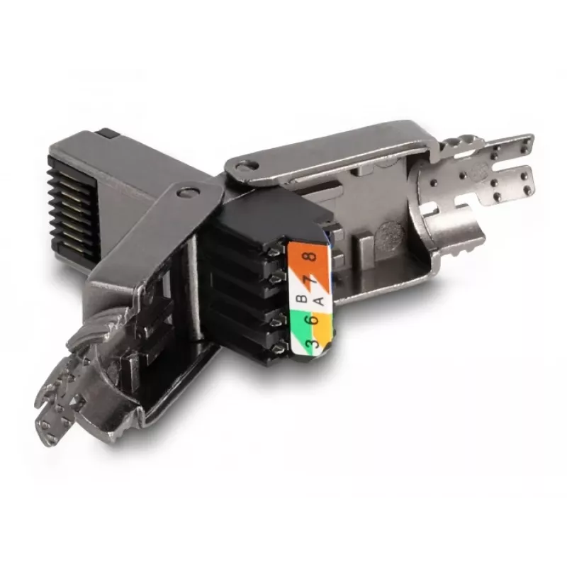 Netwerkkabel DeLOCK RJ45-stekker Cat.8.1 STP gereedschapsvrij zwart