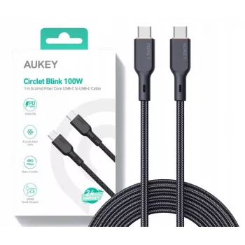 AUKEY CB-KCC101 nylon kabel USB-C naar USB-C 1m