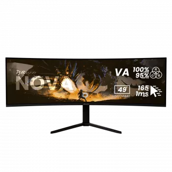49 inch curved LED-monitor Arozzi Nova — 5120 x 1440 dual QHD, VA-paneel, 4 ms, USB-hub, VESA