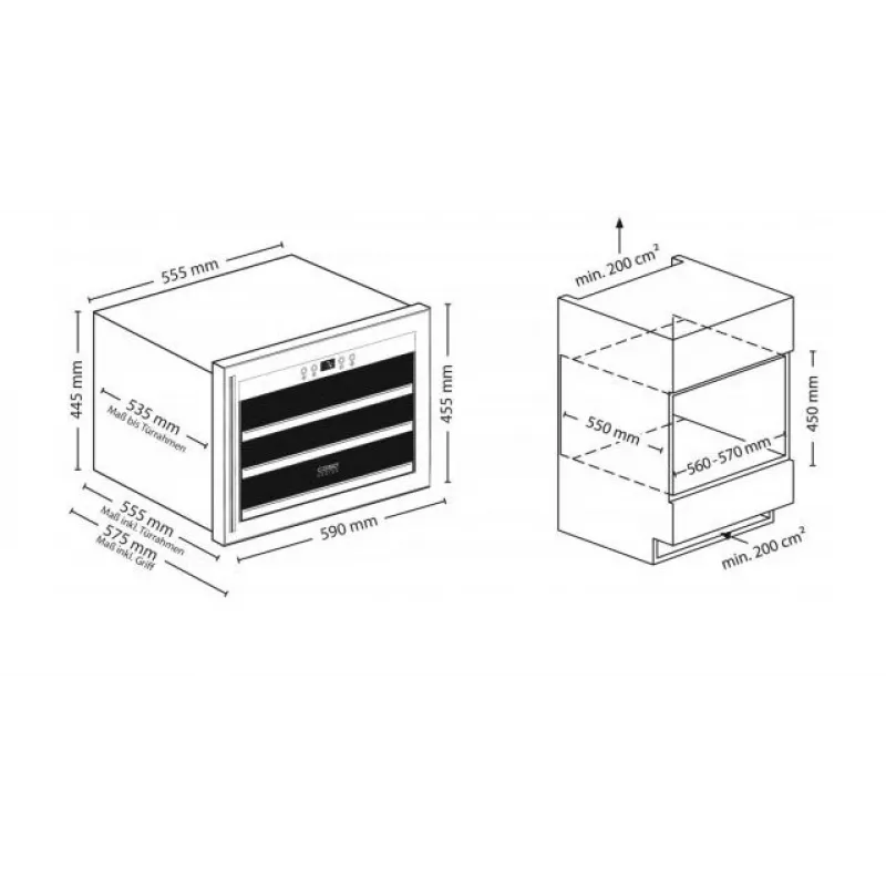 Caso WineSafe 18 EB Zwart compressor-wijnkoelkast 18 fles(sen)