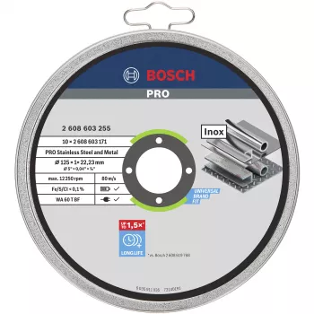Bosch Standard for Inox WA 60 T BF doorslijpschijven, 125 mm, 10 stuks, 2608603255
