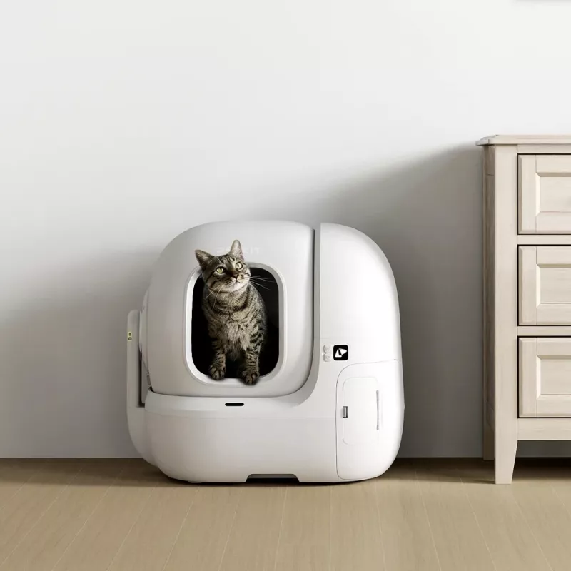 Open kattenbak PETKIT Purobot Max Pro — wit, 657×538×603 mm, 12-V-adapter