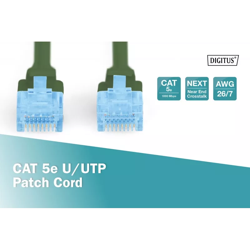 Netwerk-patchkabel DIGITUS CAT5e U/UTP, 3 m, RJ-45 naar RJ-45, groen