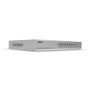 Lindy 8-poorts VGA en USB combo KVM-switch, 2048 x 1536 pixel, Full HD, rackmontage, 1U, zilver
