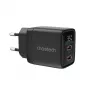 Choetech PD6051 USB-C USB-C PD 35W GaN-wandlader met display - zwart