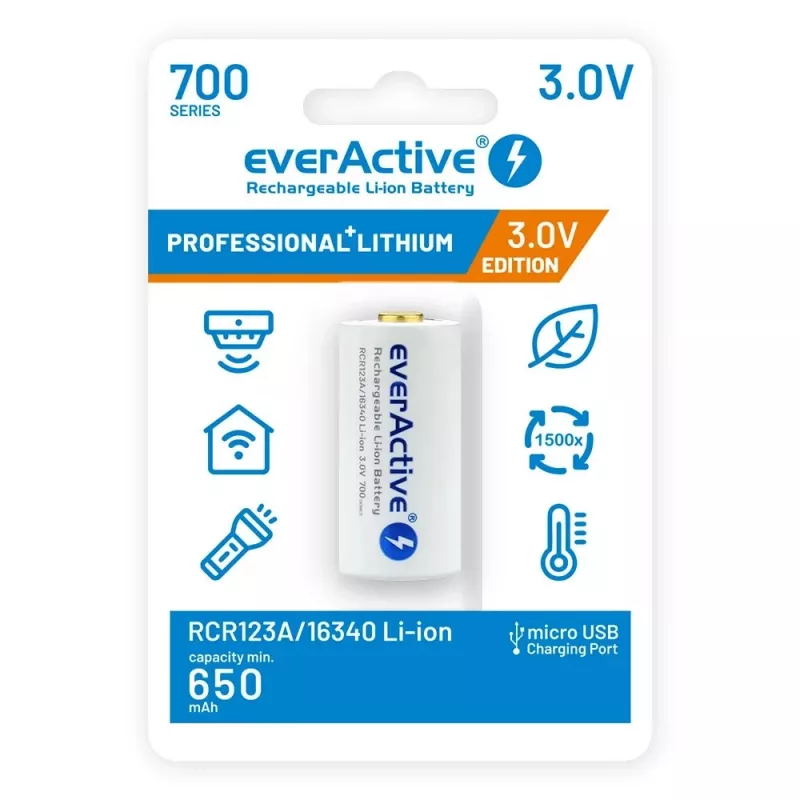 Oplaadbare batterij everActive EV16340 700mAh 3V met micro-USB-oplaadfunctie