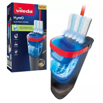 Wismop VILEDA microvezel 1200 ml nat, 360° draaibare kop, 140,5 cm steel, afneembare machinewasbare kop