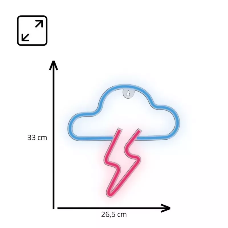 Neonlicht MANTA SNL71BL wolk met bliksem blauw‑roze – decoratief LED-neonbord