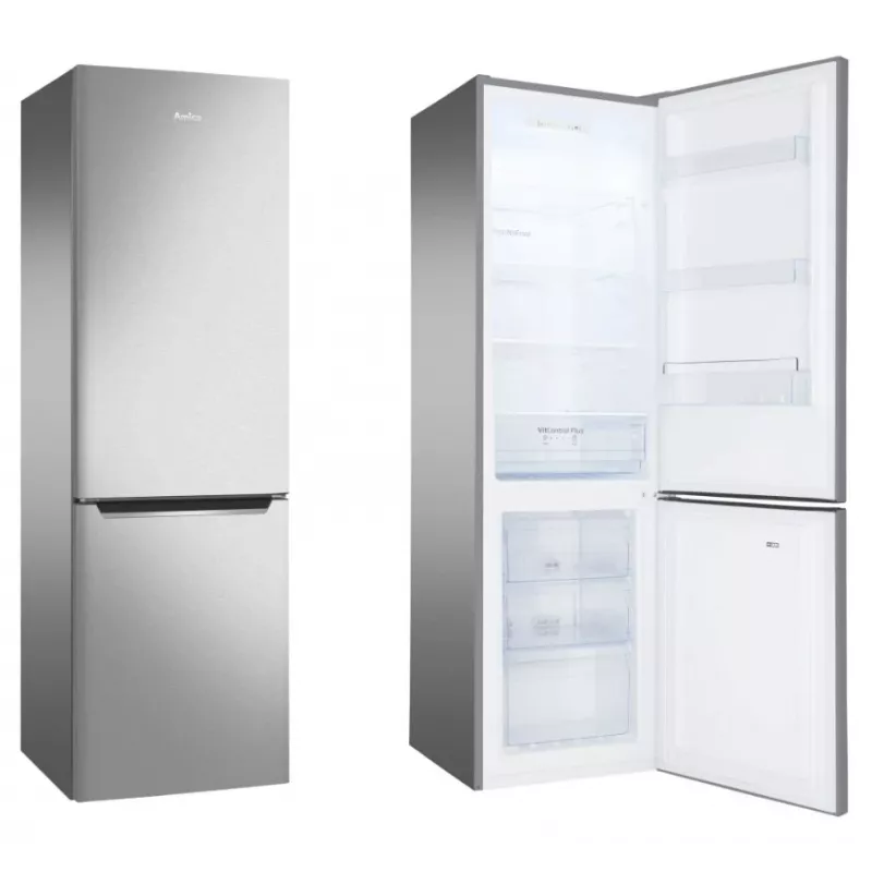 Koel-vriescombinatie AMICA FK 2995.2FTX(E) 299L — inox, vriesvak onder, No Frost, 181 cm