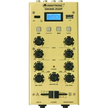 Mini-audiomixer Omnitronic GNOME-202P 2-kanaals met 3-bands EQ
