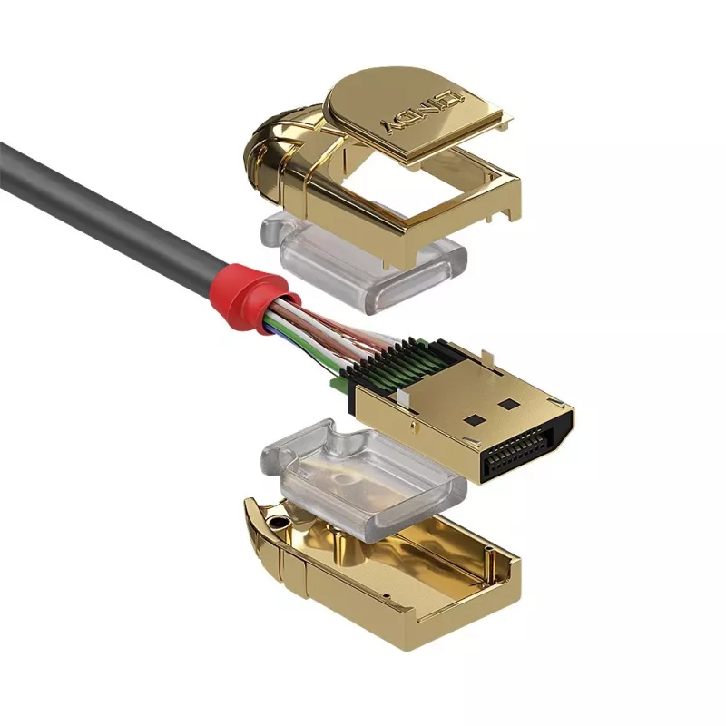 Lindy 36298 20 m DisplayPort 1.2-kabel, Gold Line, DisplayPort male – DisplayPort male, 4K30Hz, grijs