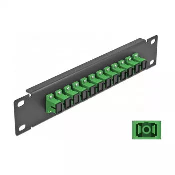 Glasvezel patchpaneel DeLOCK 10 inch 12 poorten SC simplex groen 1U zwart