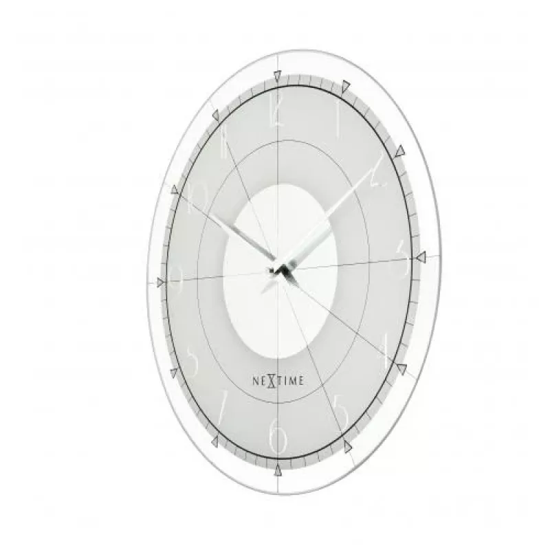NeXtime klok 8125 Fancy Round, Ø43 cm, wand, wit/zilver