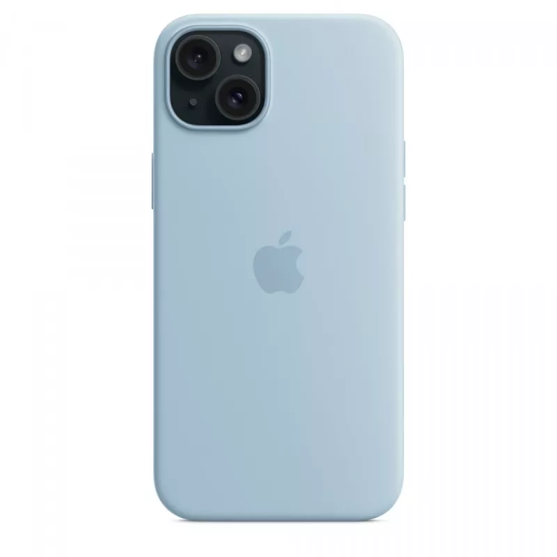 Siliconenhoesje Apple iPhone 15 Plus lichtblauw MagSafe