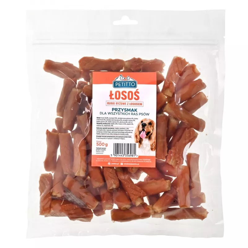 Hondensnack PETITTO zalm-rijst-rolletjes 500 g