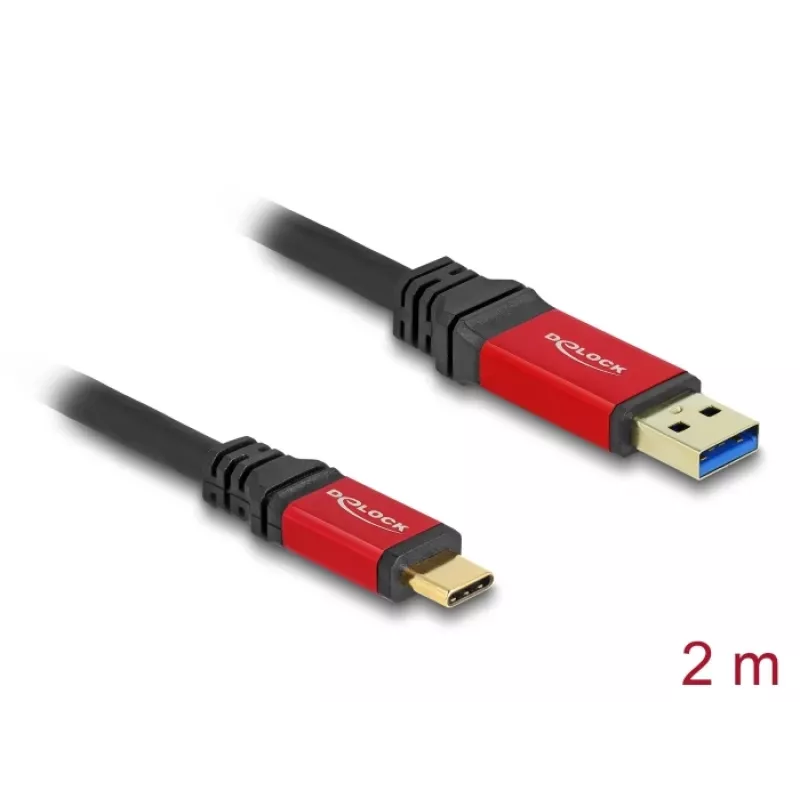 USB-kabel DeLOCK 80618 10 Gbit/s Type-A naar Type-C 2m rood metaal