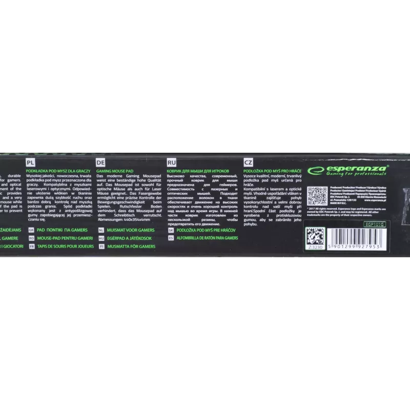 Esperanza EGP101G muismat gaming-muismat zwart