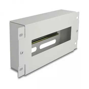 Delock 67319 10" installatieautomatenstrip met afdekking en DIN-rail, 3U, metaal, grijs