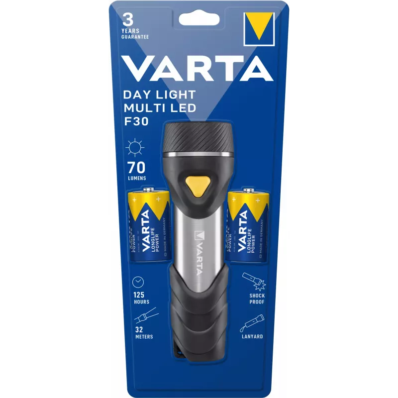 Handzaklamp Varta Day Light Multi LED F30 zwart zilver geel