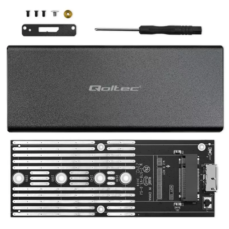 M.2 SATA SSD-behuizing QOLTEC 51854 USB 3.0 gereedschapsloos