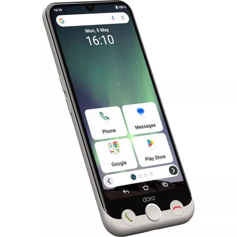 Doro Aurora A30 smartphone voor senioren met draadloos oplaadstation, 6,1 inch, 128GB, Graphite