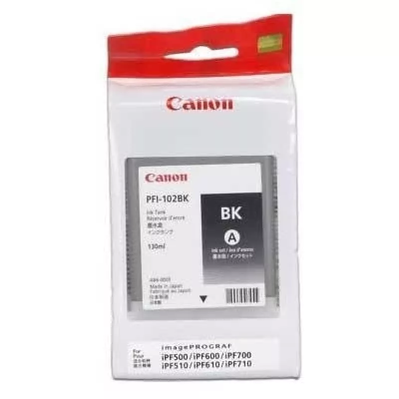 Canon PFI-102BK (0895B001) originele pigmentinktcartridge, zwart, voor imagePROGRAF iPF500/iPF600/iPF700 (SPEC)