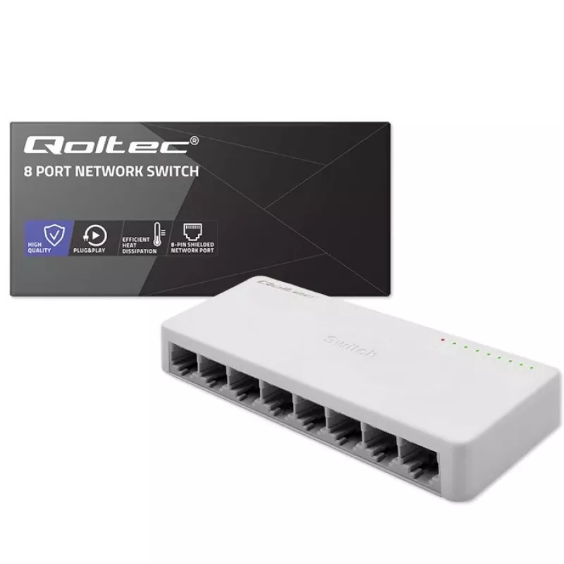 Qoltec netwerk-switch 8x RJ45-poort 1000Mbps LAN
