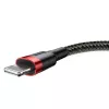 USB-A naar Lightning-kabel Baseus Cafule 2.4A QC 3.0, 1 m — zwart/rood