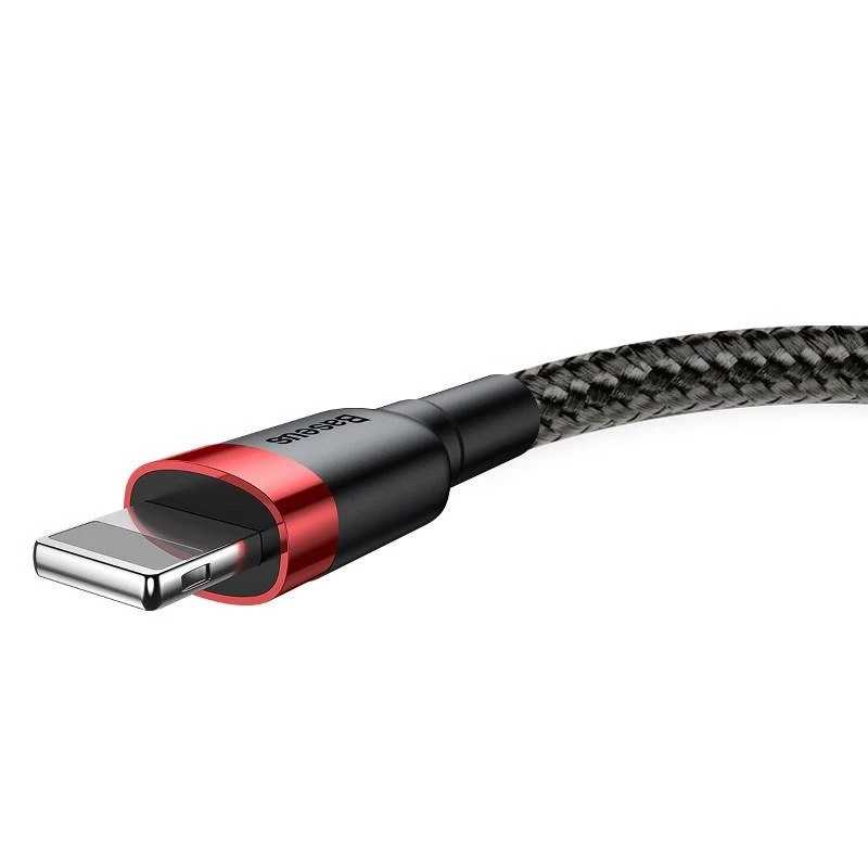 USB-A naar Lightning-kabel Baseus Cafule 2.4A QC 3.0, 1 m — zwart/rood