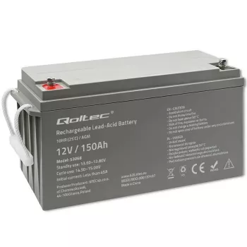Qoltec 53068 AGM-batterij | 12V | 150Ah | max. 2250A