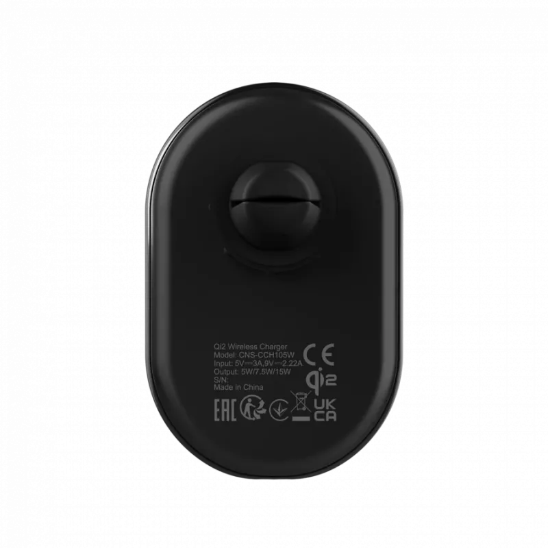 Draadloze autolader CANYON OnGrip 105 15W Qi2 draadloos zwart