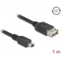 USB-2.0-kabel DELOCK 81524 — Mini-USB B naar USB A, 1 m, zwart