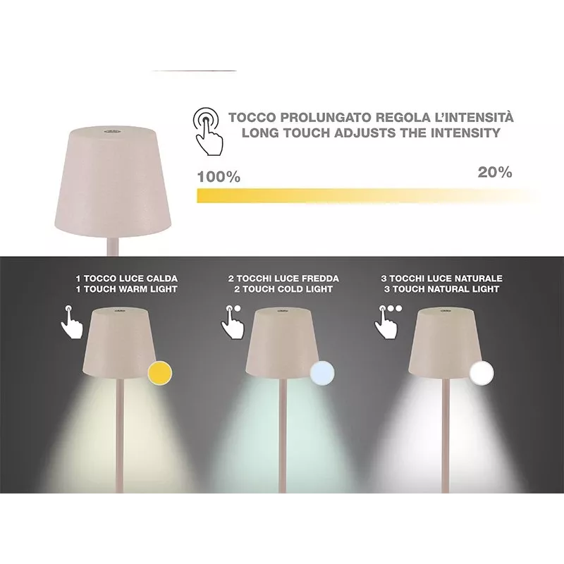 Beper P207ILI202 oplaadbare led-tafellamp, aanraakschakelaar, dimbaar, poeder