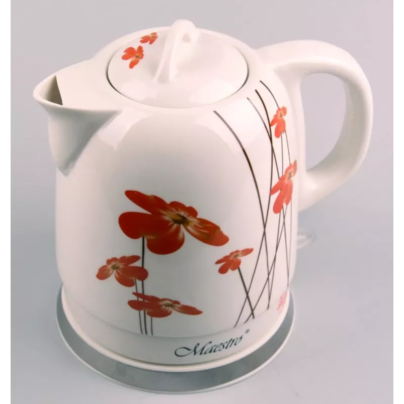 Feel-Maestro MR-066-RED FLOWERS waterkoker 1,5 L 1200 W rood, wit