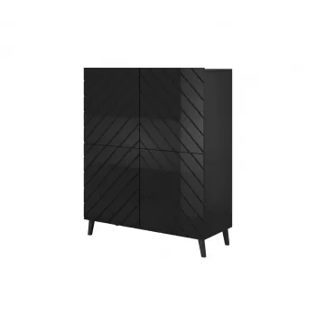 Rek ABETO 100,5 x 40 x 121,5 cm zwart/glanzend zwart
