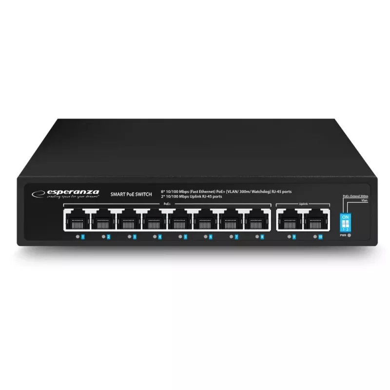 Esperanza ENS106 10-poorts PoE-switch 10/100 96 W