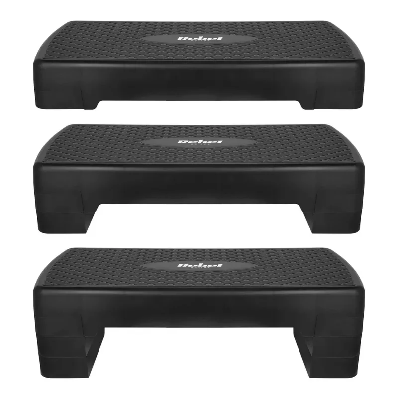 Rebel Fitness step-platform – 3 hoogteniveaus, polypropyleen, antislip oppervlak, 680×280 mm