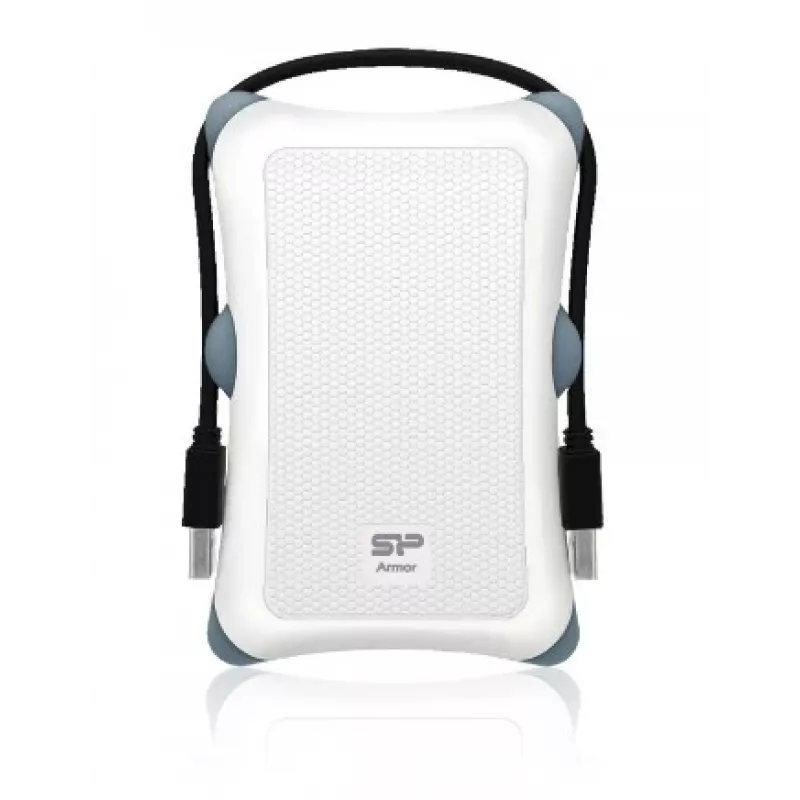 Harde-schijfbehuizing Silicon Power Armor A30 — 2,5 inch, enkele bay, USB 3.2 Gen 1, wit, kunststof/rubber