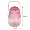 Drinkfles Extralink schoolfles met rietje en draagband 1 L roze