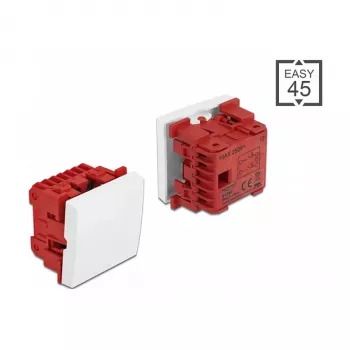 Drukschakelaar DELOCK Easy 45 2P 250V 10A wit, 45×45×37 mm