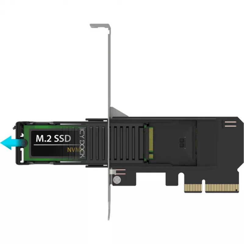 ICY DOCK MB305M4P-B wisselraam M.2 NVMe SSD naar PCIe 4.0 x4 adapterkaart