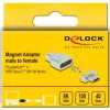 DeLOCK - Thunderbolt / USB-C-adapter - USB-C (M) magnetisch naar USB-C (V) - USB 3.2 Gen 2 / Thunderbolt 3 4,5 A - 8K-ondersteuning - zilver (66433)