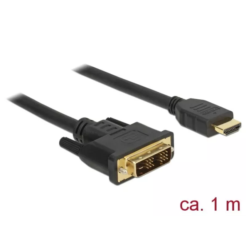 Videokabel-adapter DeLOCK 85582 1 m HDMI Type-A DVI-D zwart
