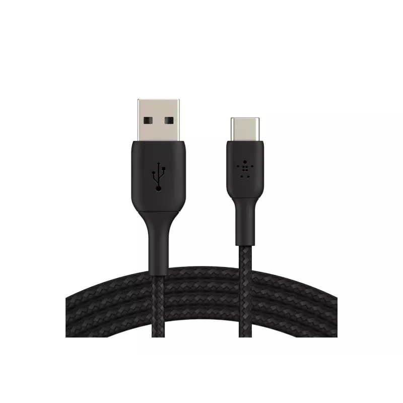 Gevlochten USB-C naar USB-A kabel 3m zwart