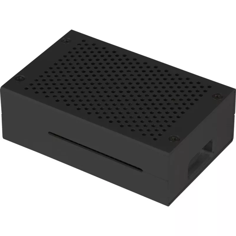 Aluminium behuizing voor Raspberry Pi 4 B van JYT, model RB-AlucaseP4+01B, zwarte uitvoering