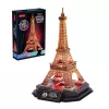 3D-puzzel Cubicfun Eiffeltoren nachteditie LED van cubicfun model 306-L534H – verlichte architectonische 3D-puzzel