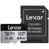MicroSD-kaart Lexar 64 GB UHS-I klasse 3 SILVER PLUS