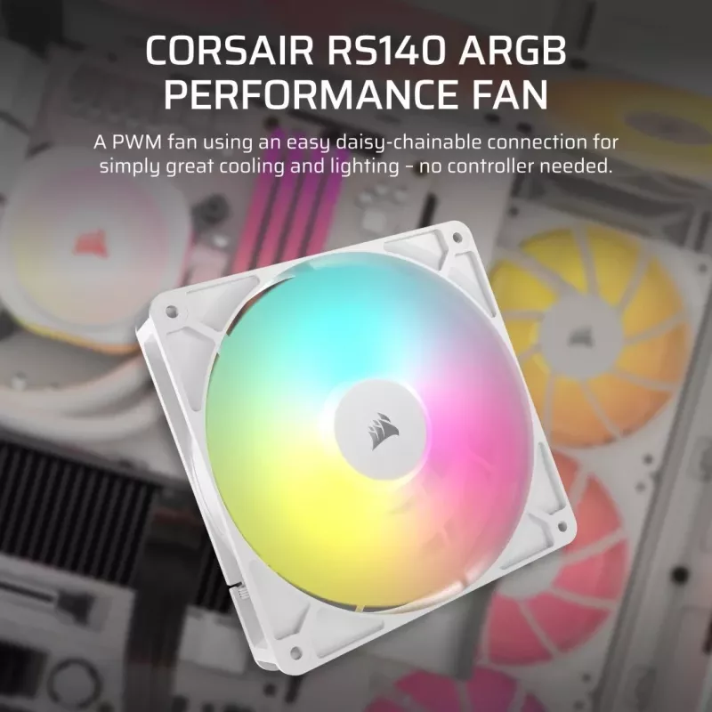 Ventilator Corsair RS140 ARGB 14 cm wit 330-1700 tpm