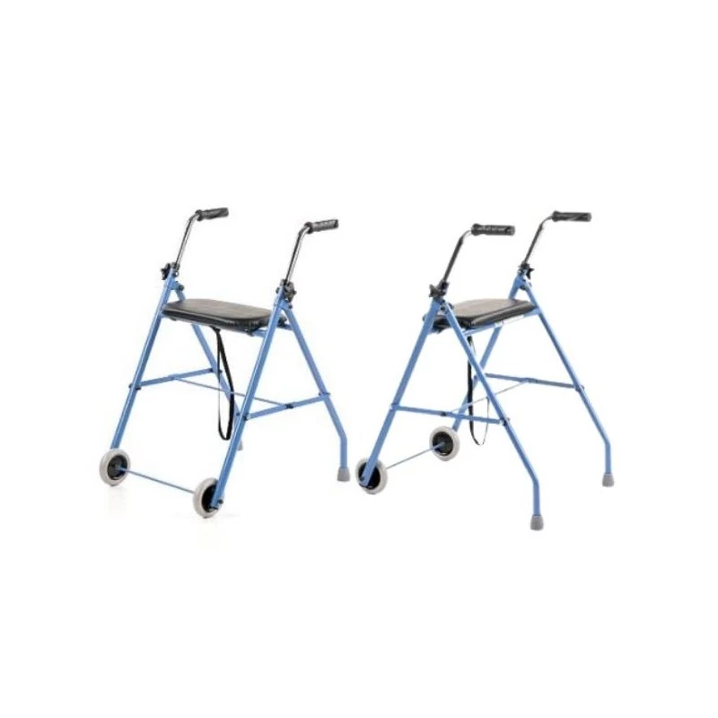 Tweewielige revalidatiesteun ARmedical PPC005 – blauw/zwart, stalen frame, verstelbare hoogte, zitting inbegrepen