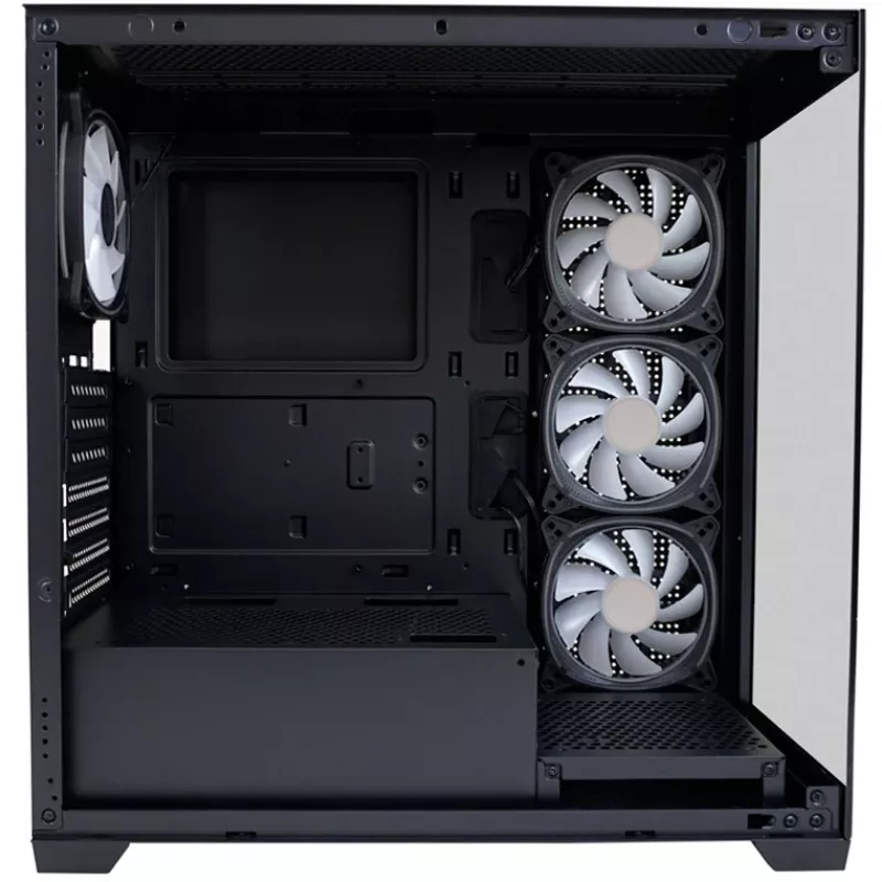 LC-Power behuizing MidiTower 715B zwart USB3.2/audio zonder voeding SEAMLESS_X (LC-715B-ON)